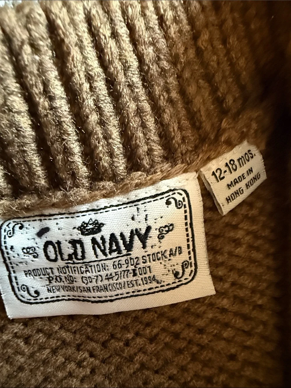 Old Navy Vintage Wool Blend Sweater And Carters Cotton Full Zip Sz 12-18 Months
